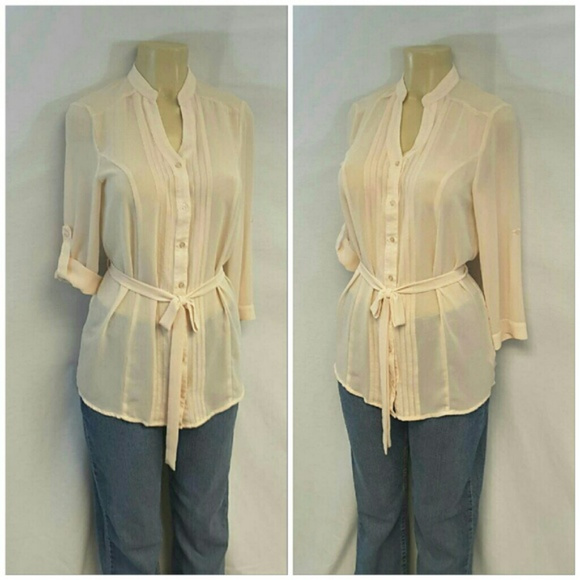 SUGAR MINT, Sheer, Blush, Fitted Top, size Medium - Picture 3 of 8